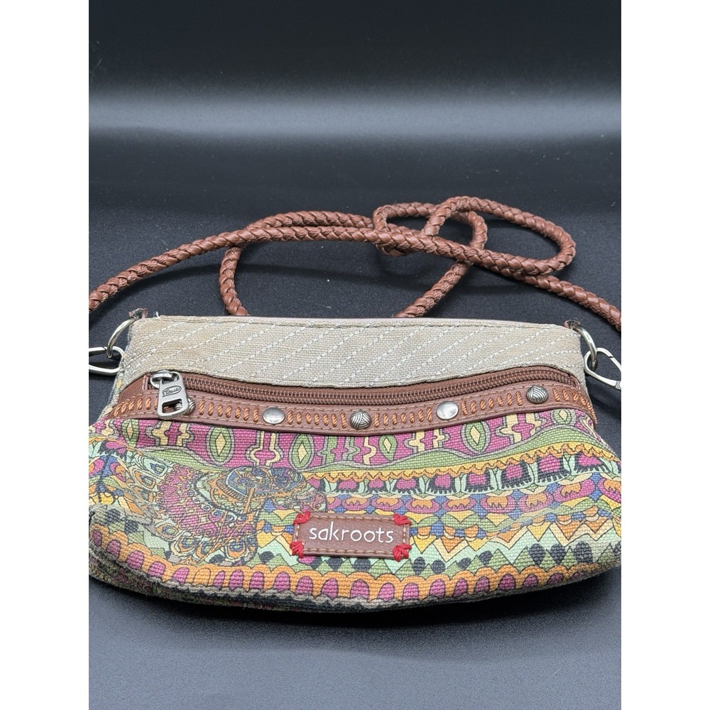 SAKROOTS Artist Circle CAMPUS MINI Crossbody Braided Strap Purse Bag Floral Boho